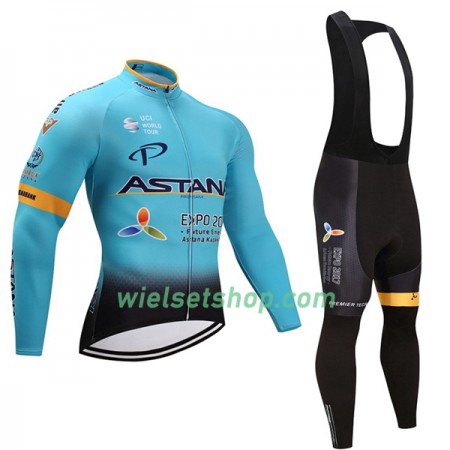 Fietskleding (Fietsshirt Lange Mouw + Lange Koersbroek) 2017 Astana Pro Team N001